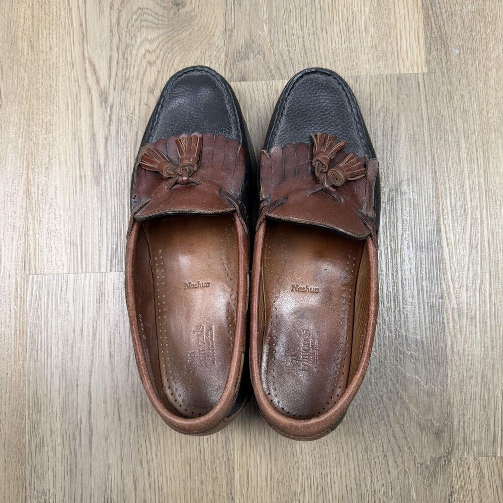 Allen Edmonds Nashua Shoes Mens Size 10.5 D Brown Black Leather Tassel Loafers - Picture 5 of 10